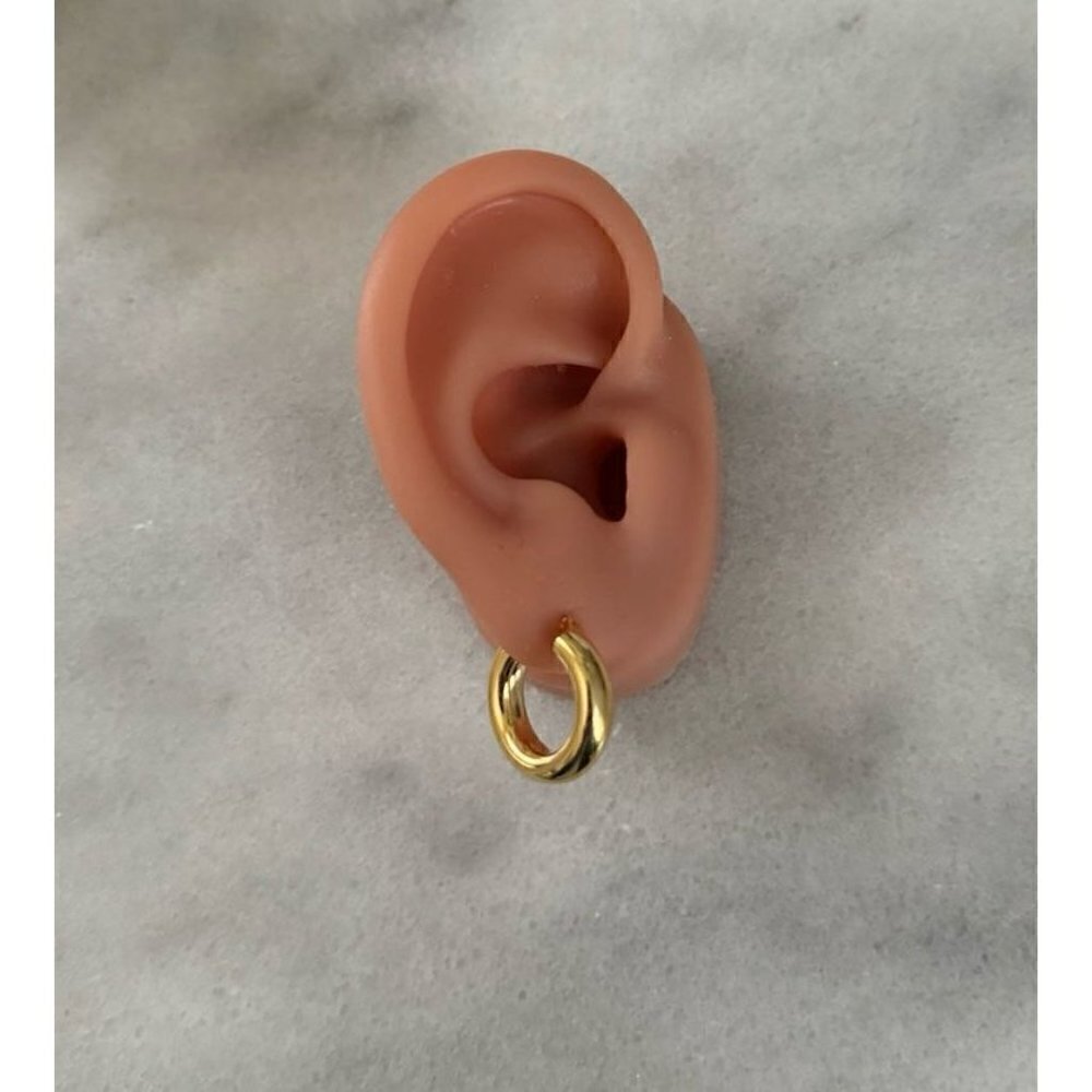 New Drop! Gold Thick Chunky Tube Huggie Hoop Earrings Brand New